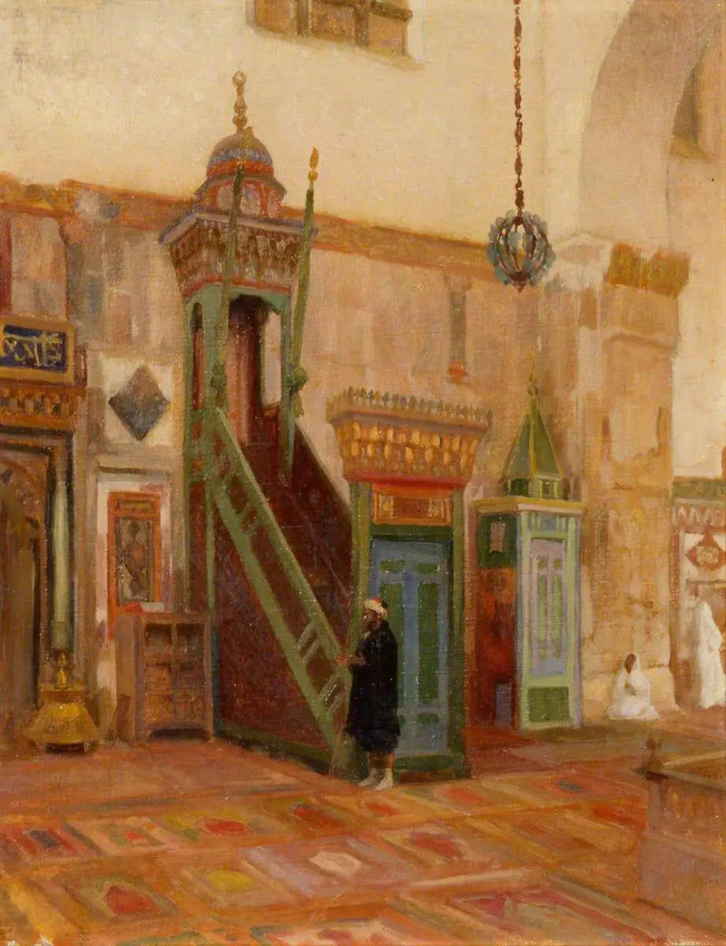 Interiör av en moské eller Mimbar från Damaskus stora moské - Frederic Leighton