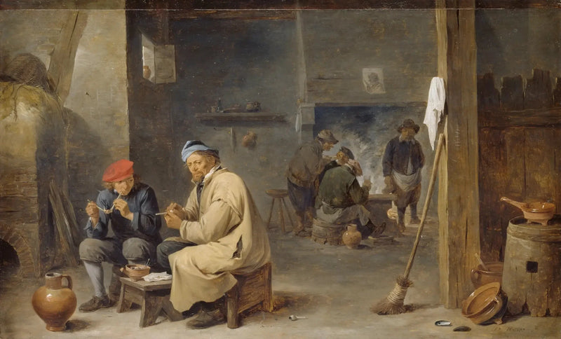 Interiör av en värdshus med rökande bönder - David Teniers den yngre