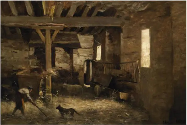 Inre av en fårstuga - Jean-Baptiste Camille Corot
