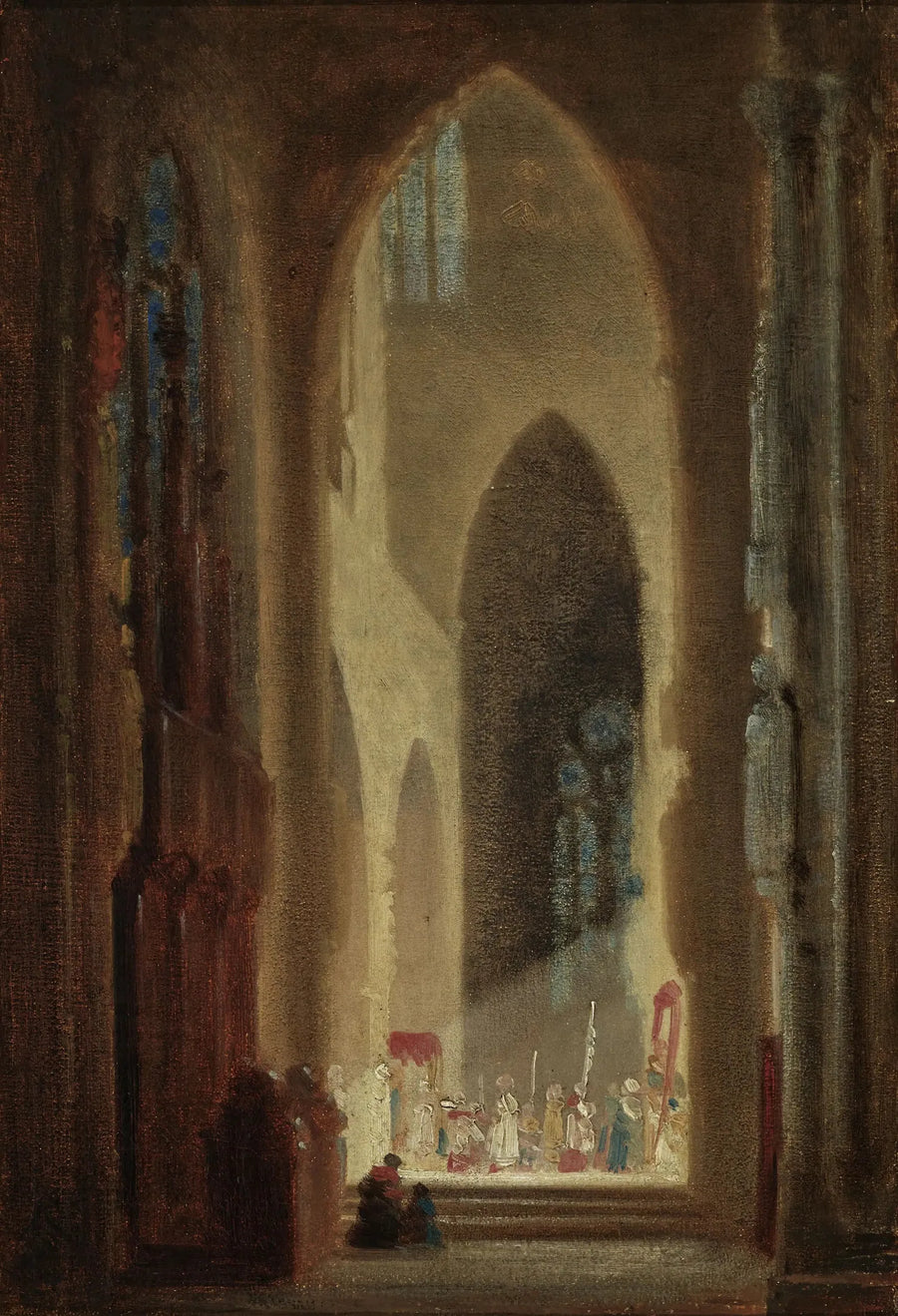 Interiör av kyrkan med procession - Carl Spitzweg