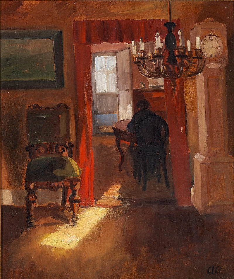 Interiör av Skagen med en solstråle på golvet. - Anna Ancher