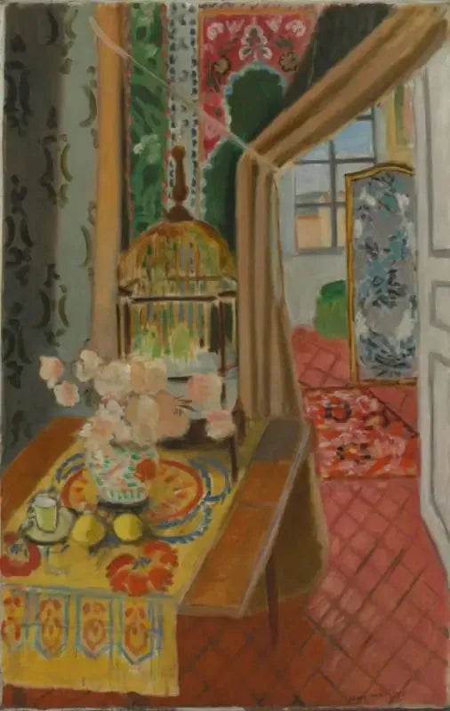 Interiör, blommor och parakiter - Henri Matisse