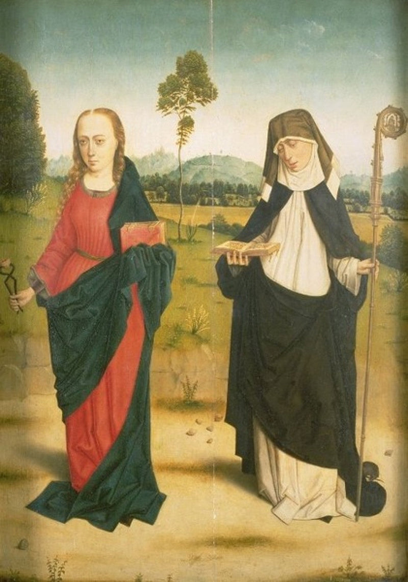 Interiör: heliga Agatha och Klara / Exteriör: Bebådelsen: Maria - Dirk Bouts