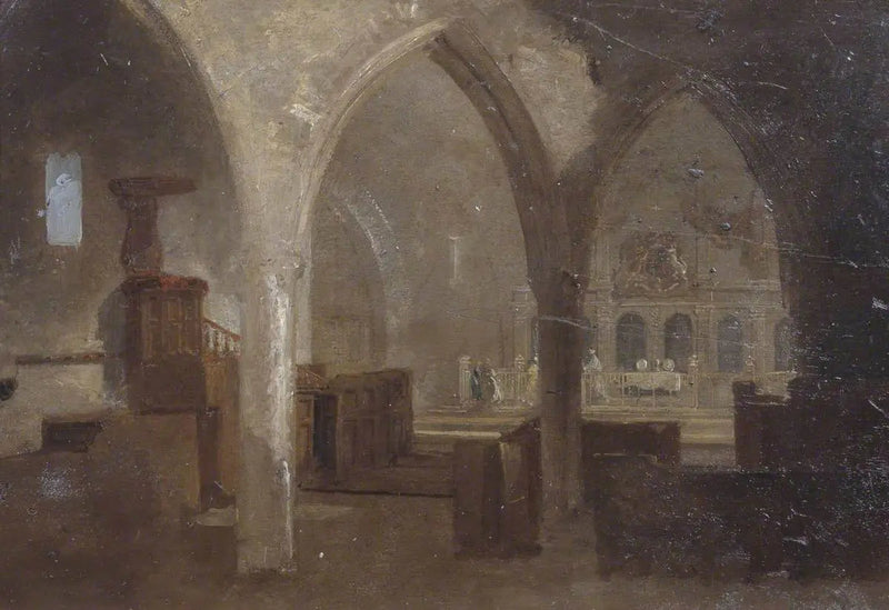 Interiör av en gotisk kyrka - J. M. W. Turner
