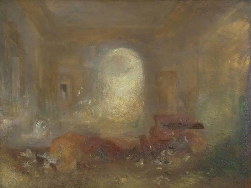 Interiör av ett stort hus: Vardagsrummet, East Cowes Castle - J. M. W. Turner