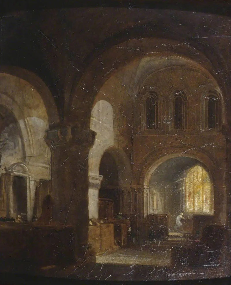 Interiör av en romansk kyrka - J. M. W. Turner