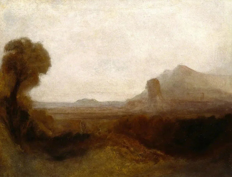 Italiensk landskap med ett torn - J. M. W. Turner