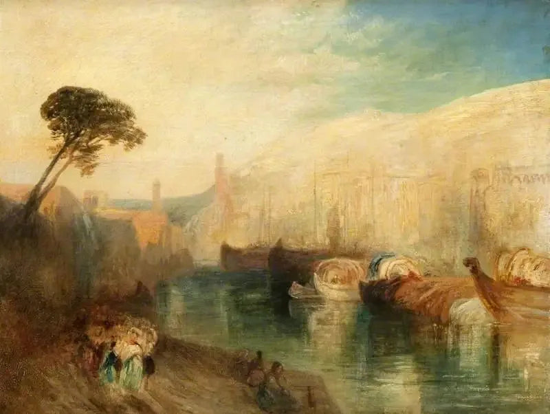 Italiensk scen med båtar och figurer - J. M. W. Turner