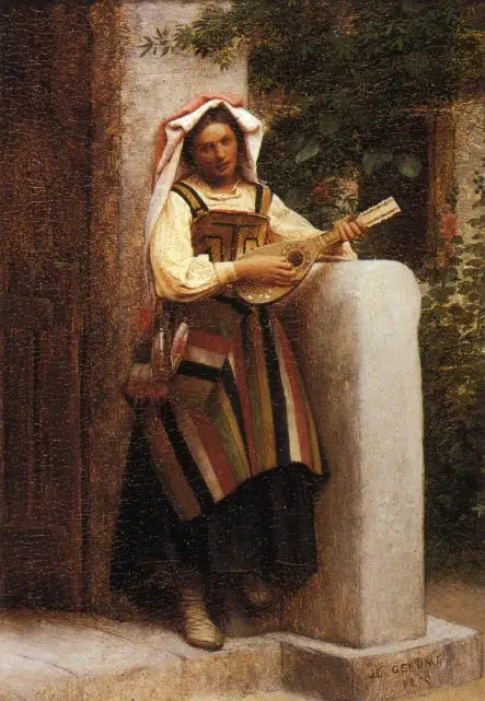 Italienska som spelar mandolin - Jean-Léon Gérôme