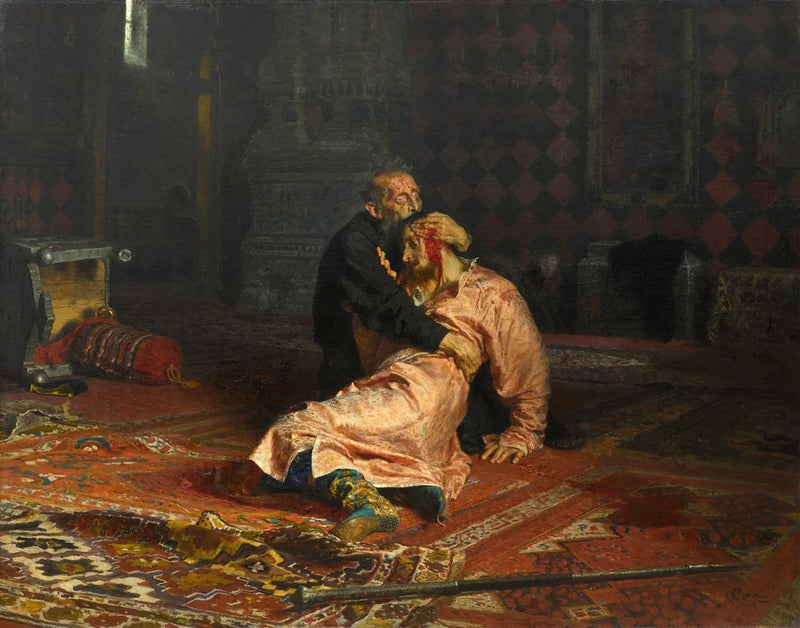 Ivan den förskräcklige dödar sin son - Ilya Repin