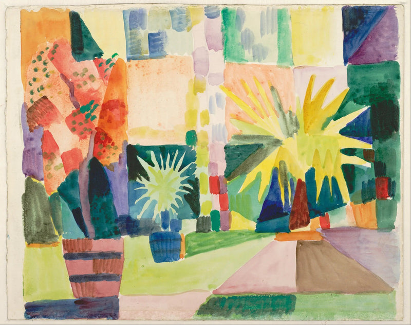 Trädgård vid Thun-sjön - August Macke
