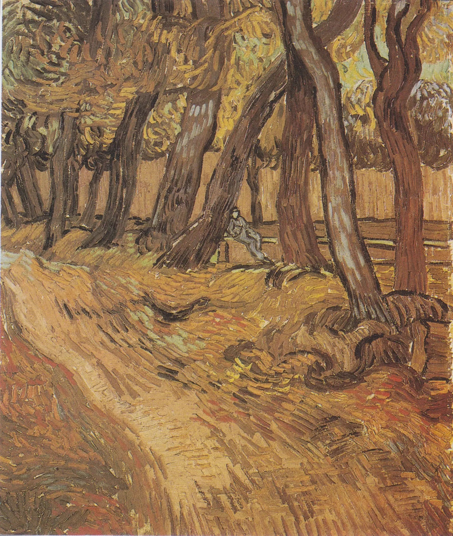 Sjukhusträdgården Saint-Paul med figur, Le - Vincent van Gogh
