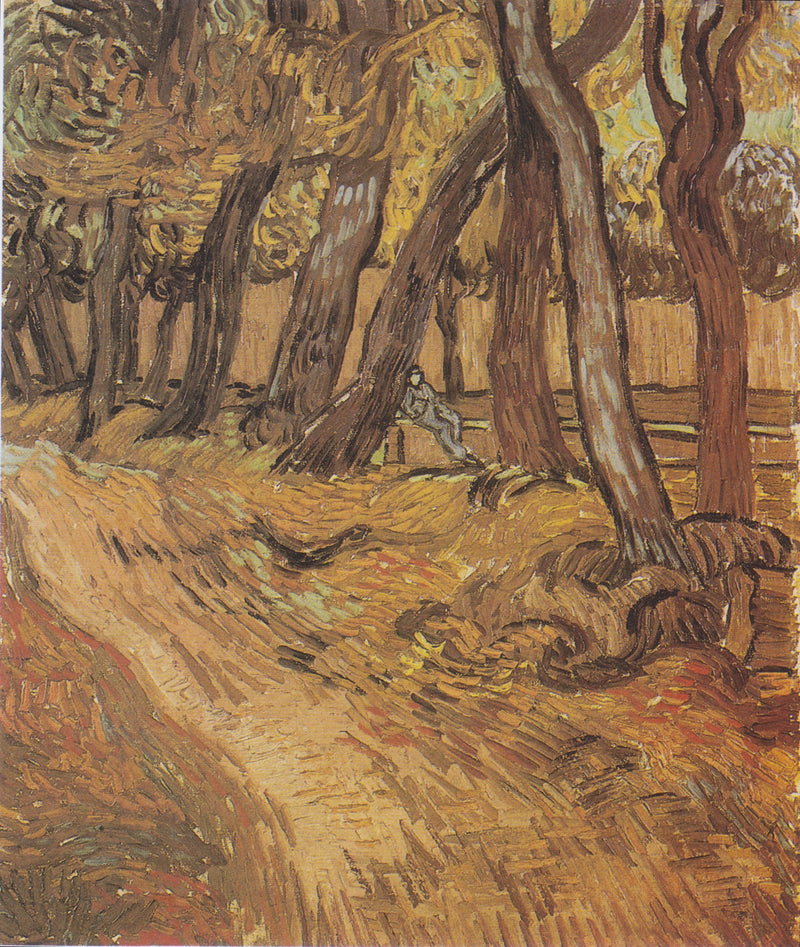 Sjukhusträdgården Saint-Paul med figur, Le - Vincent van Gogh