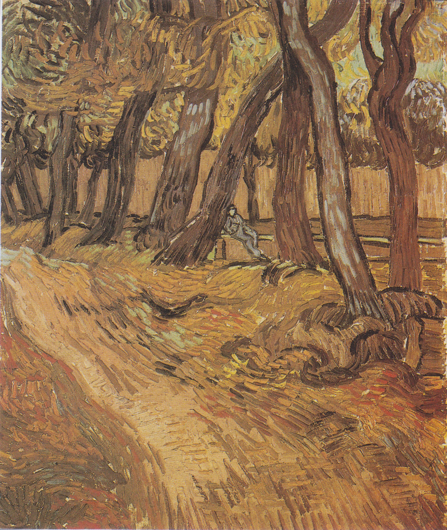 Sjukhusträdgården Saint-Paul med figur, Le - Vincent van Gogh