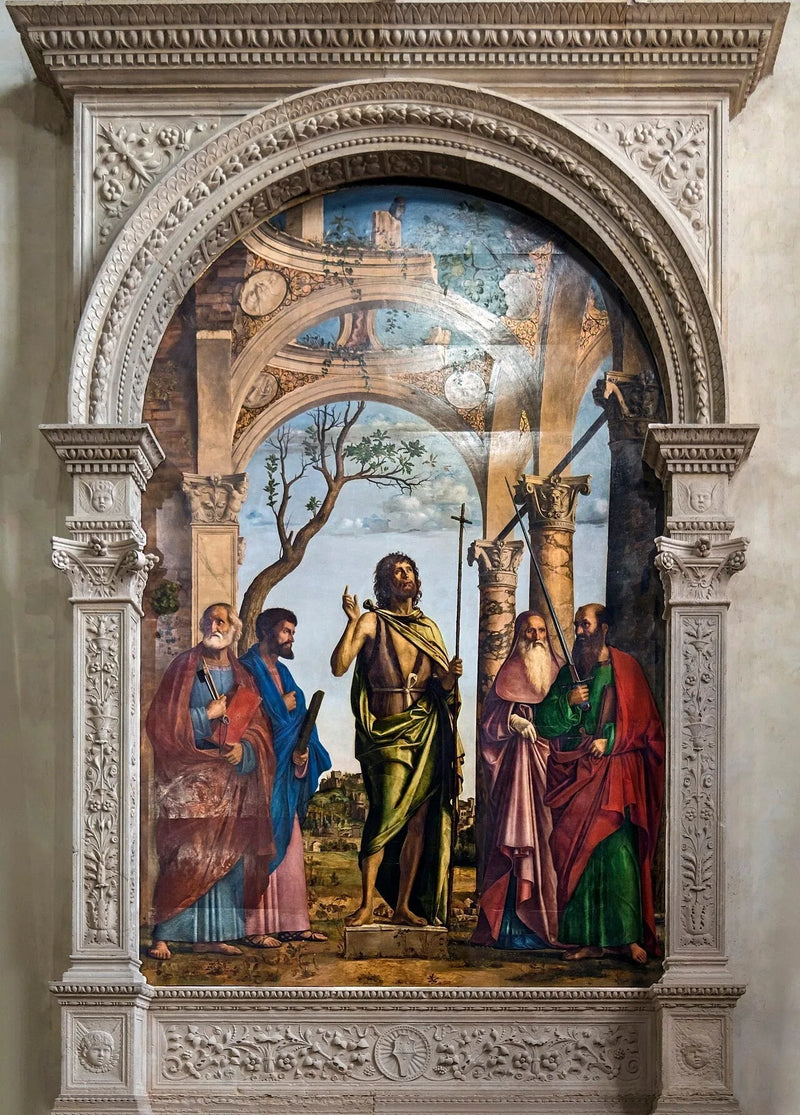 Jean-Baptiste bland helgonen Petrus, Markus, Hieronymus och Paulus - Cima da Conegliano