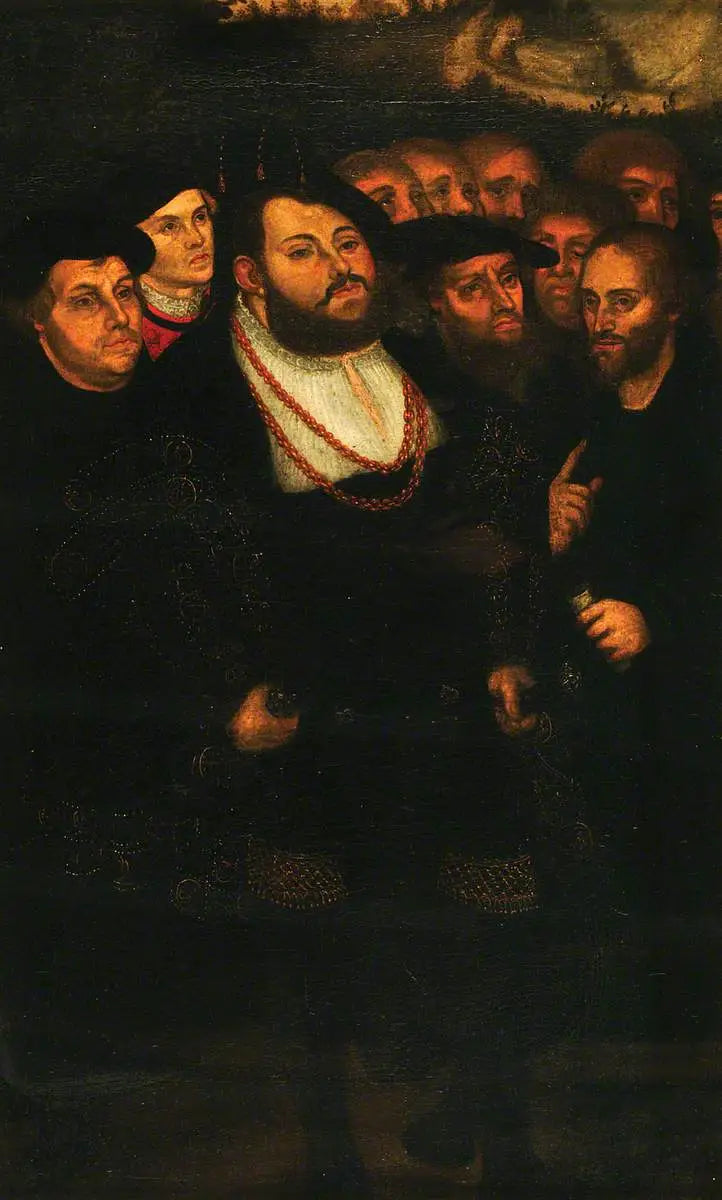 Jean Frédéric le Magnanime (1503-1554), med en grupp reformatorer - Lucas Cranach den äldre