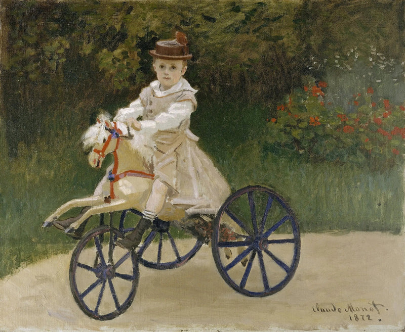 Jean Monet (1867-1913) på sin hobbyhäst - Claude Monet