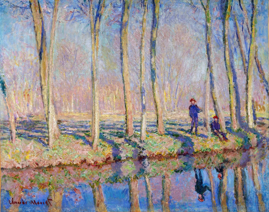 Jean-Pierre Hoschedé och Michel Monet på stranden av Epte W1127 - Claude Monet
