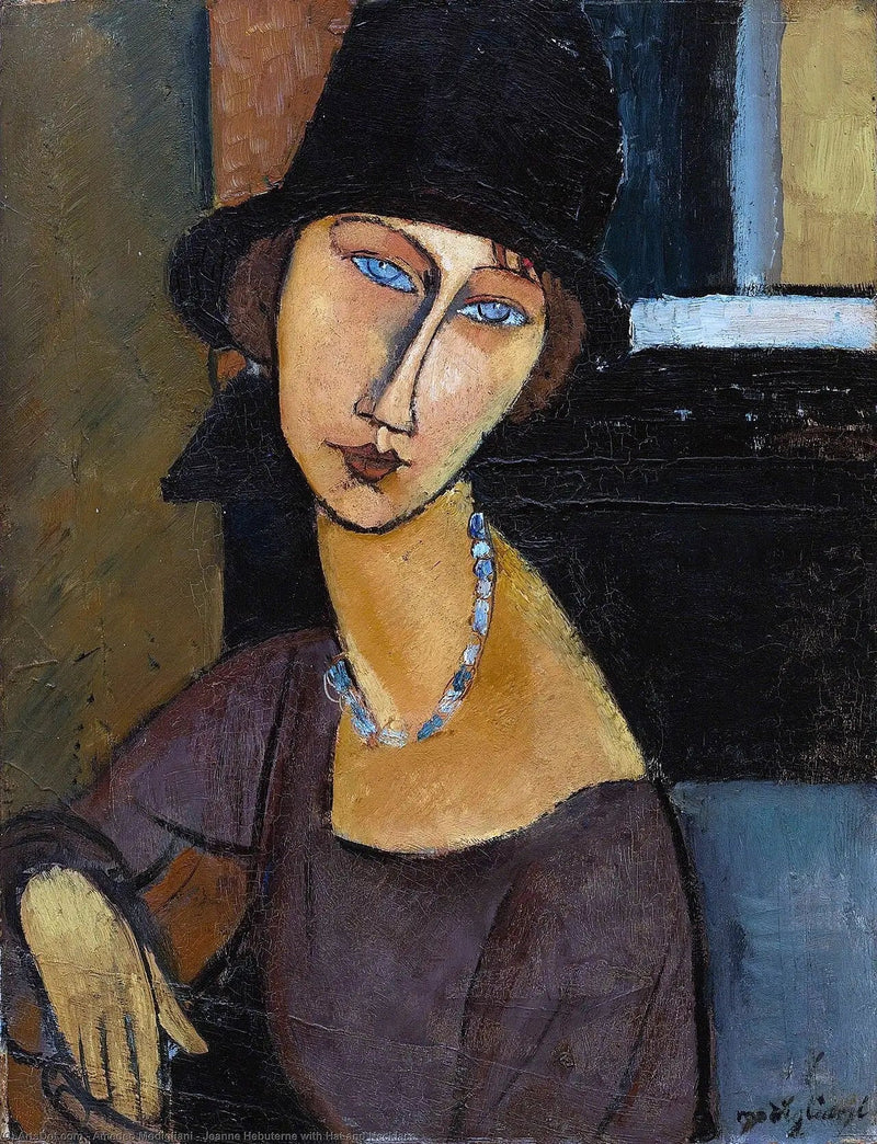 Jeanne Hébuterne med hatt och halsband - Amedeo Modigliani