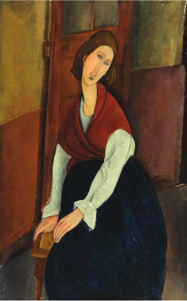 Jeanne Hébuterne framför en dörr - Amedeo Modigliani
