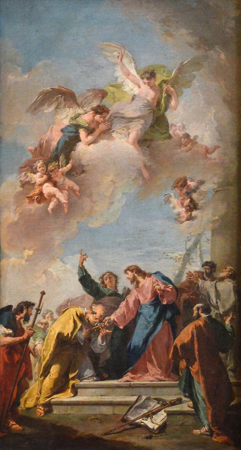 Jesus Kristus som ger himmelens nycklar till helgon Petrus - Giovanni Battista Pittoni