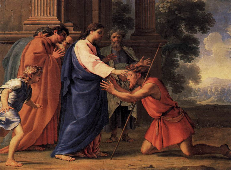 Jesus Kristus helar den blinde - Eustache Le Sueur