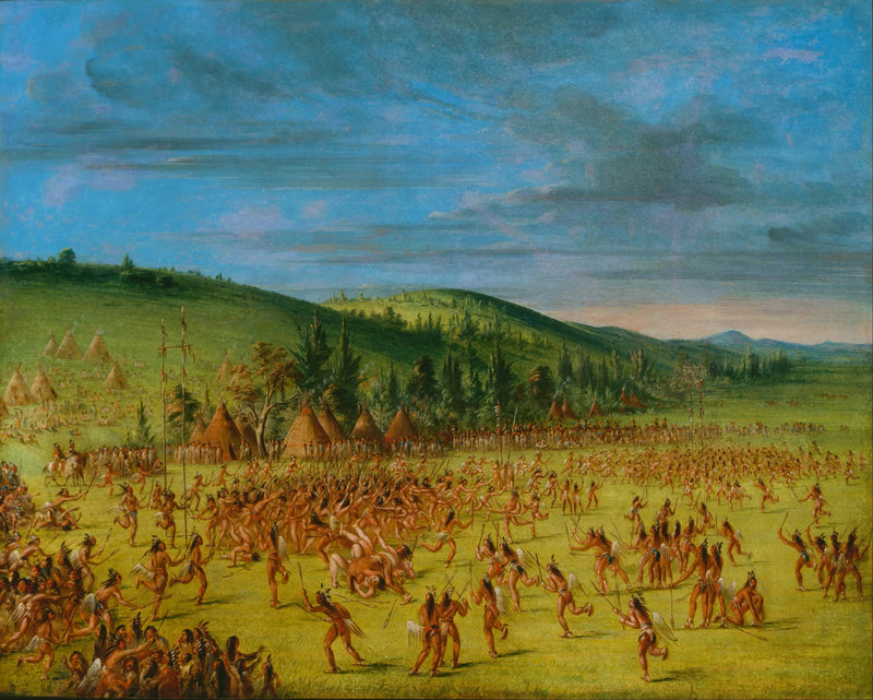 Choctaw-bollenspel: Ball Up - George Catlin