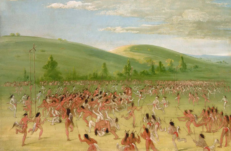 Choctaw-bollspel: boll i luften - George Catlin