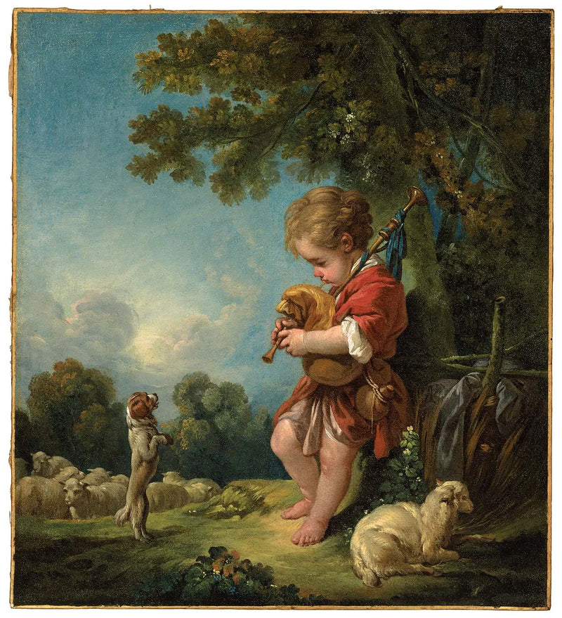 Ung herde som spelar säckpipa - François Boucher