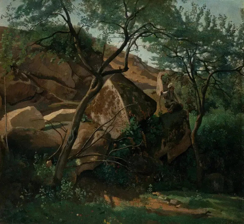 Ung herde bland klipporna (Fontainebleau-skogen) - Jean-Baptiste Camille Corot