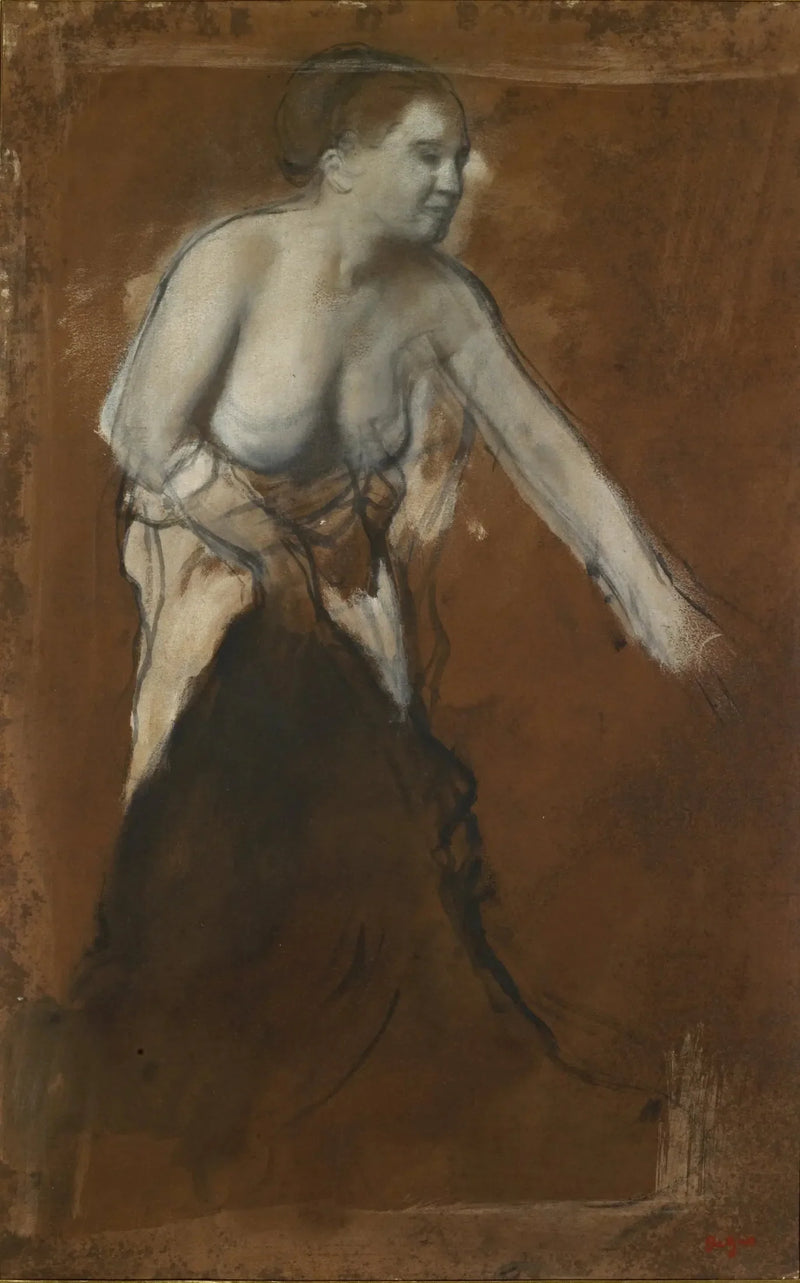 Ung kvinna halvklädd - Edgar Degas