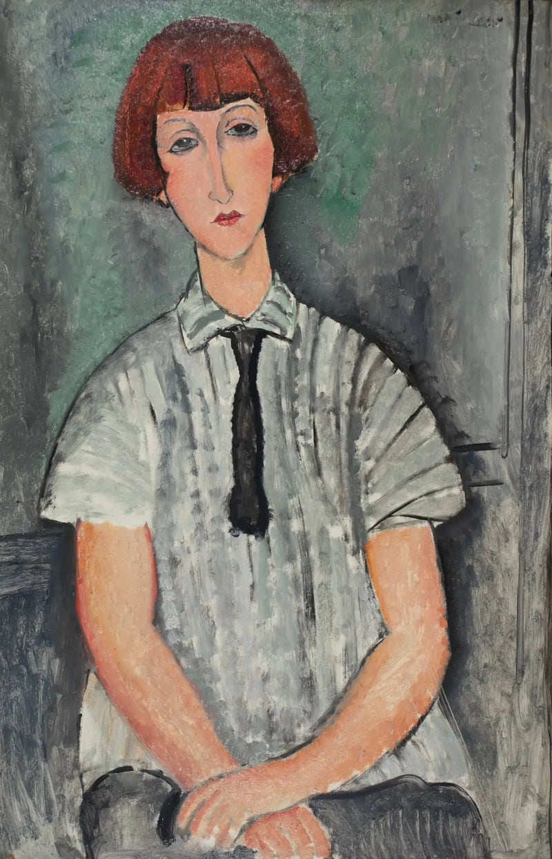 Ung kvinna i randig skjorta - Amedeo Modigliani