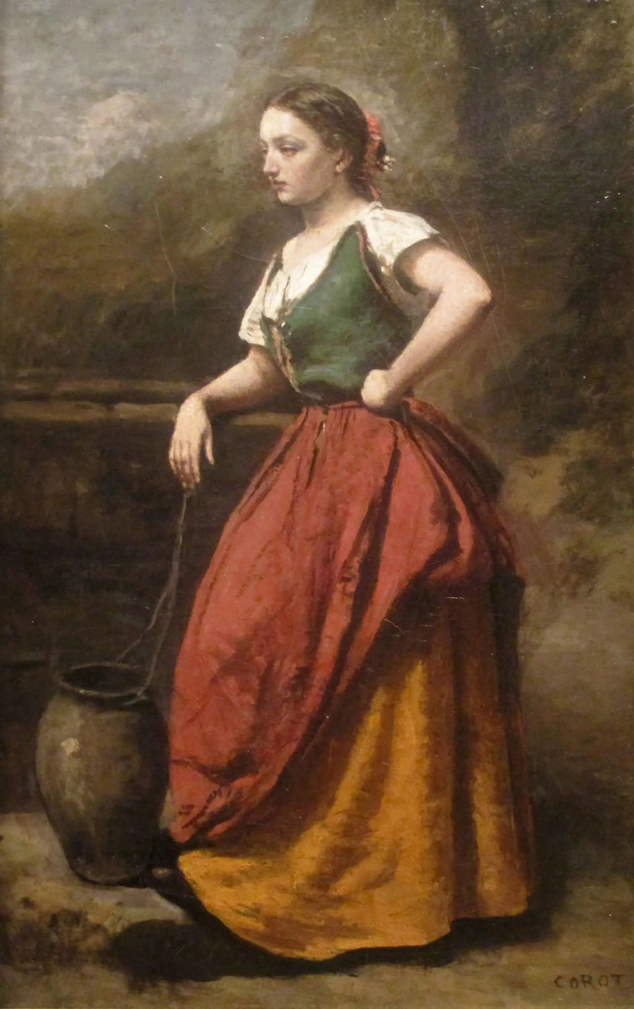Ung kvinna vid fontänen - Jean-Baptiste Camille Corot