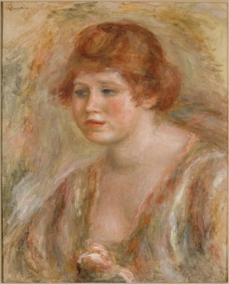 Ung kvinna med ros - Pierre-Auguste Renoir