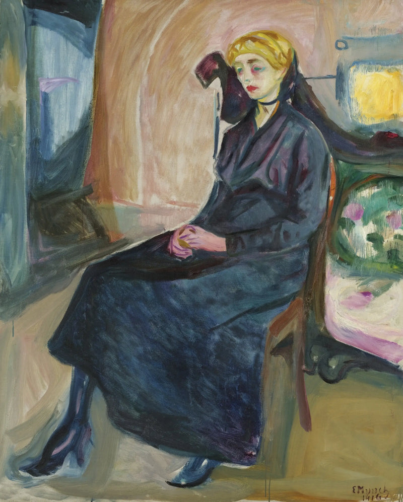 Ung kvinna som sitter - Edvard Munch