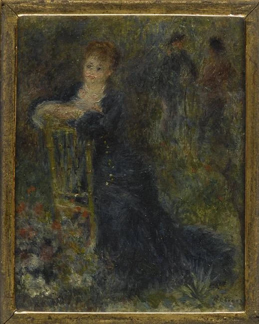 Ung kvinna som sitter i en trädgård - Pierre-Auguste Renoir