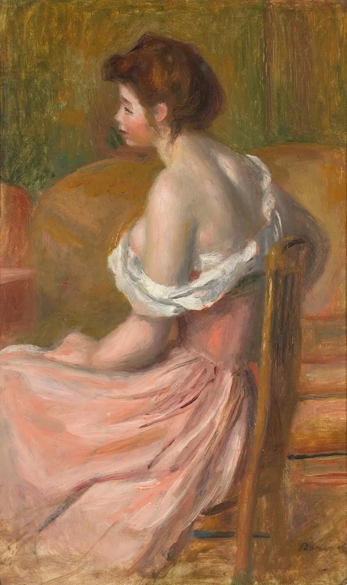 Jeune femme assise, le cou et les épaules découverts - Pierre-Auguste Renoir image 1 copie peinte à la main à l’huile