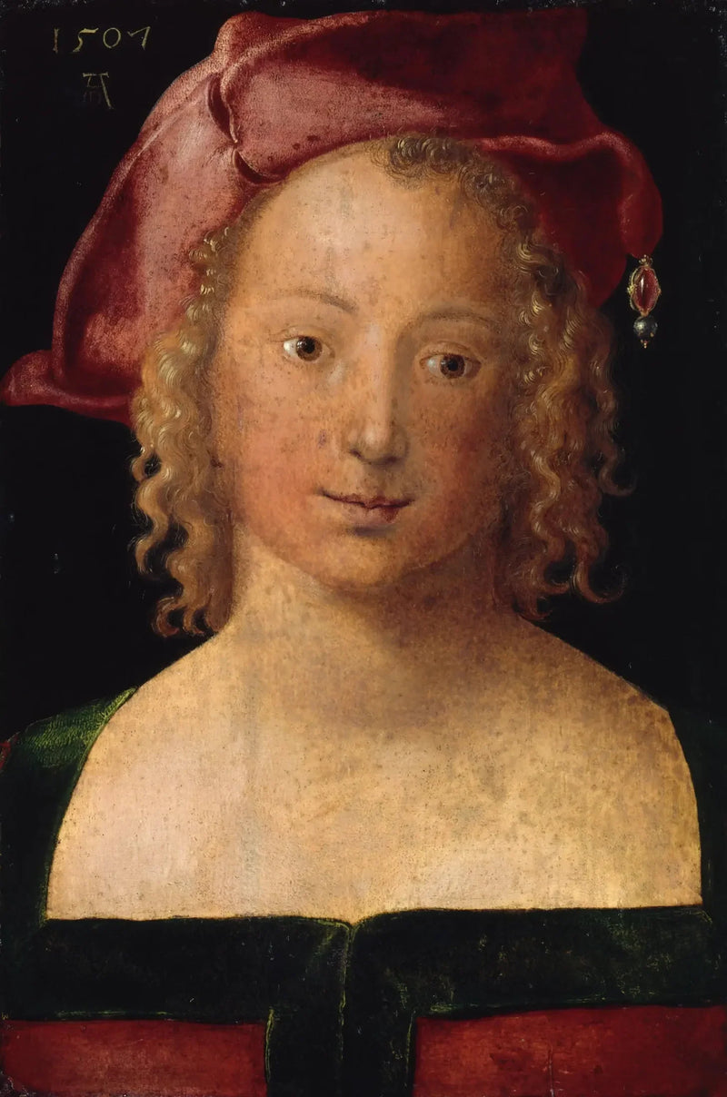 Ung kvinna med röd basker - Albrecht Dürer