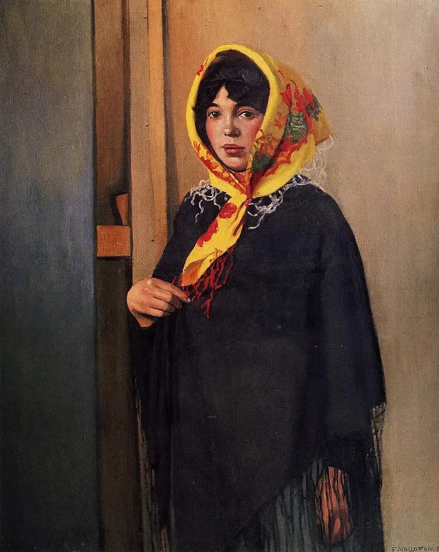 Ung kvinna med gul scarf - Félix Vallotton