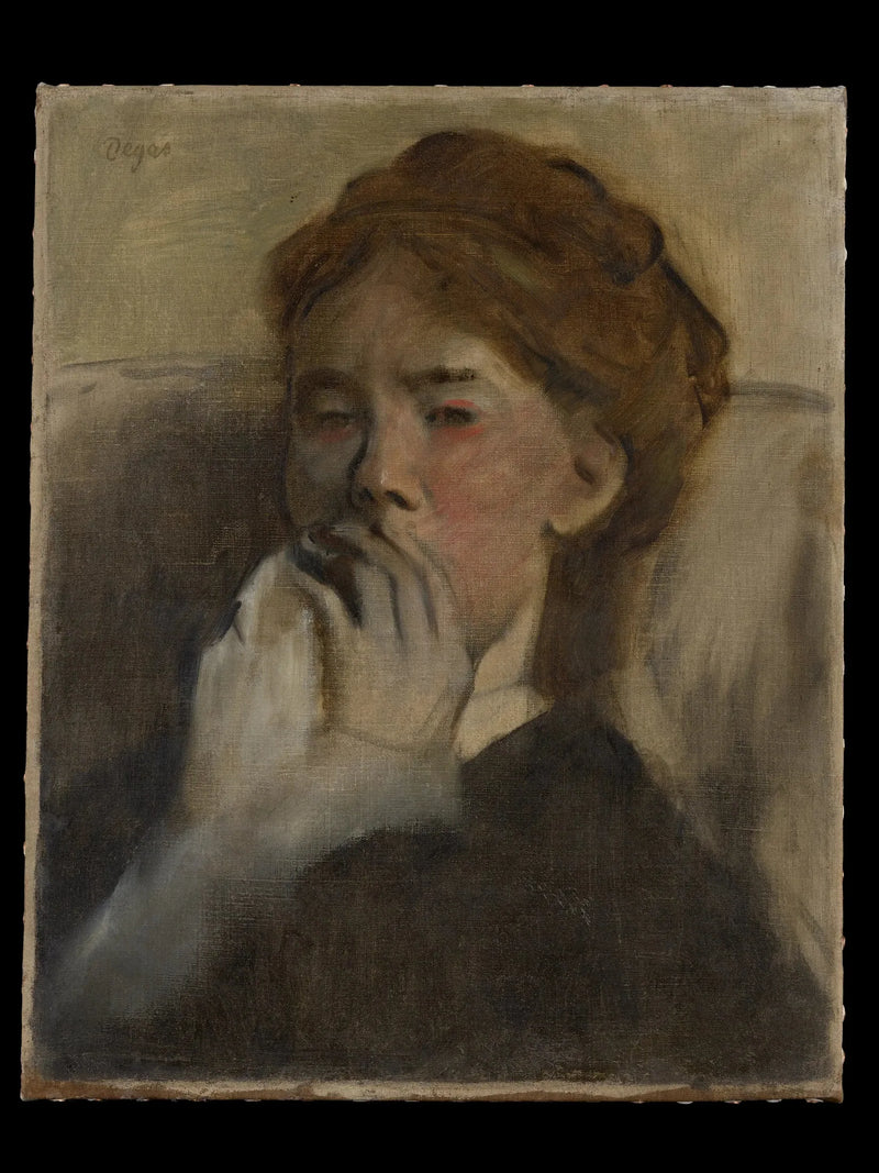 Ung kvinna med handen på munnen - Edgar Degas