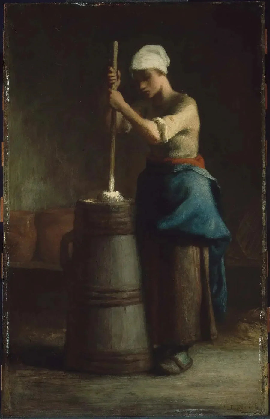 Ung kvinna som vispar smör - Jean-François Millet