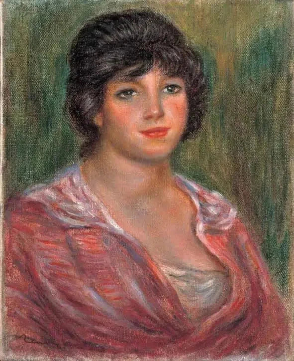 Ung brunett i röd blus (Colonna Romano) - Pierre-Auguste Renoir