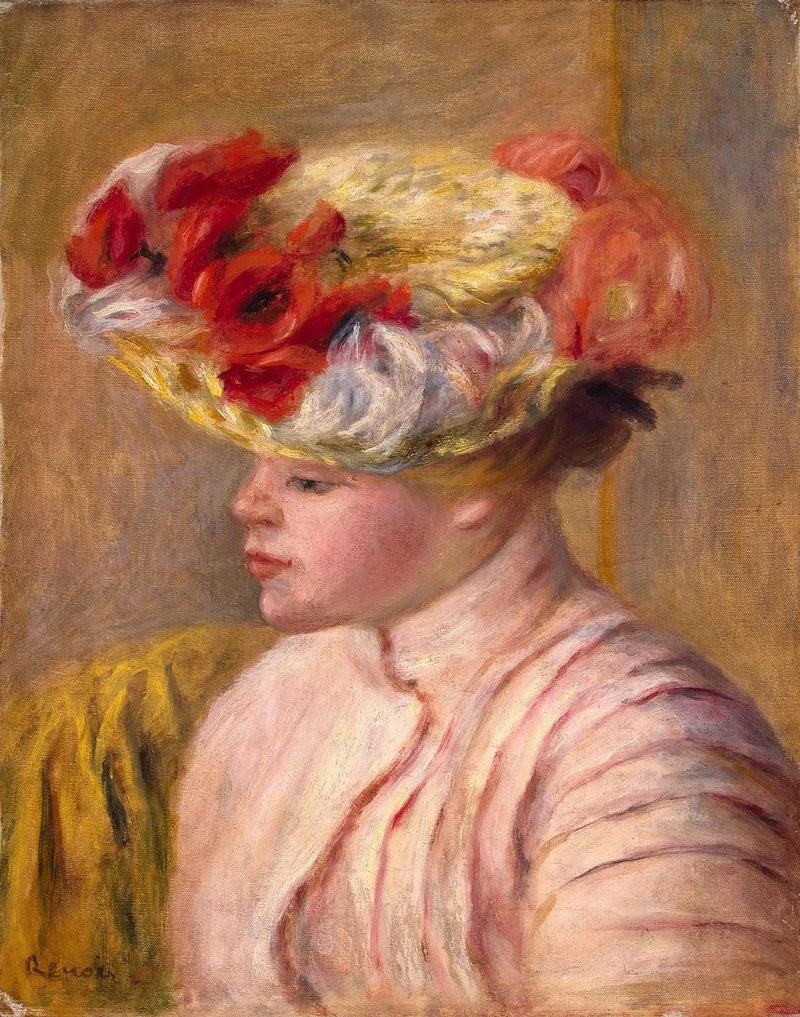 Ung kvinna med blommig hatt - Pierre-Auguste Renoir