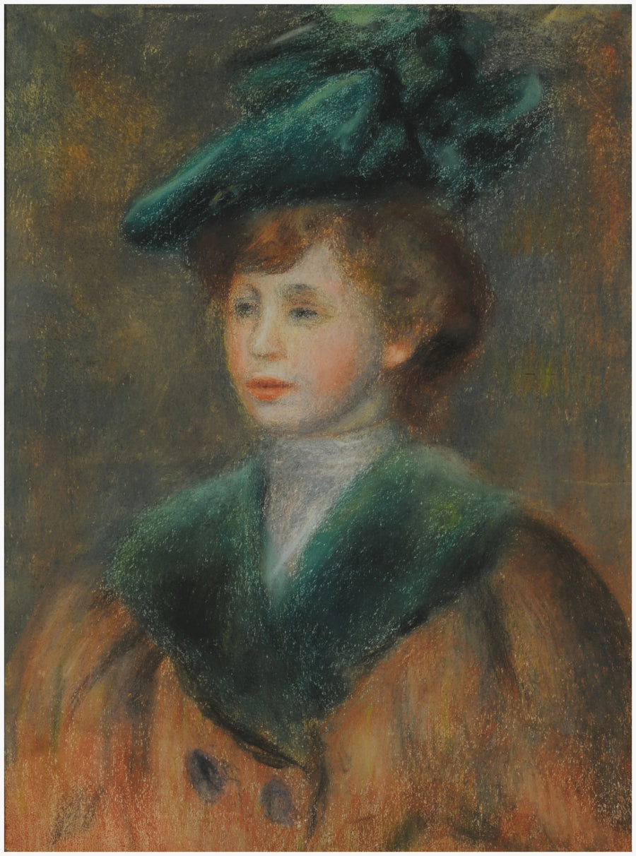 Ung kvinna med grön hatt - Pierre-Auguste Renoir