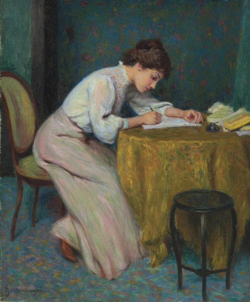 Ung kvinna som skriver ett brev - Federico Zandomeneghi