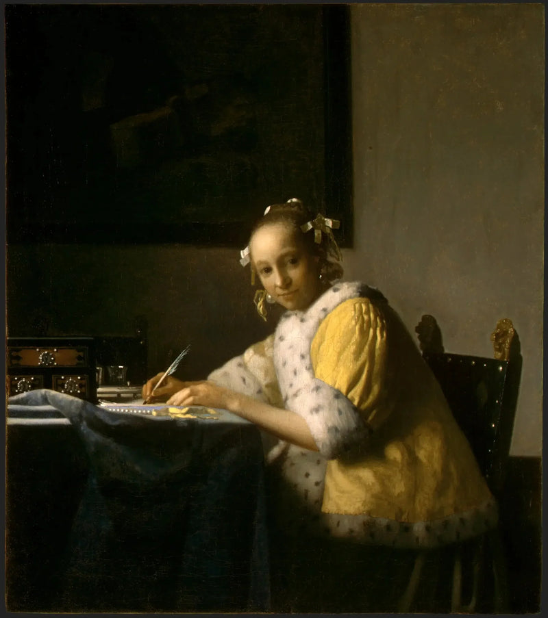 Ung kvinna som skriver ett brev - Johannes Vermeer