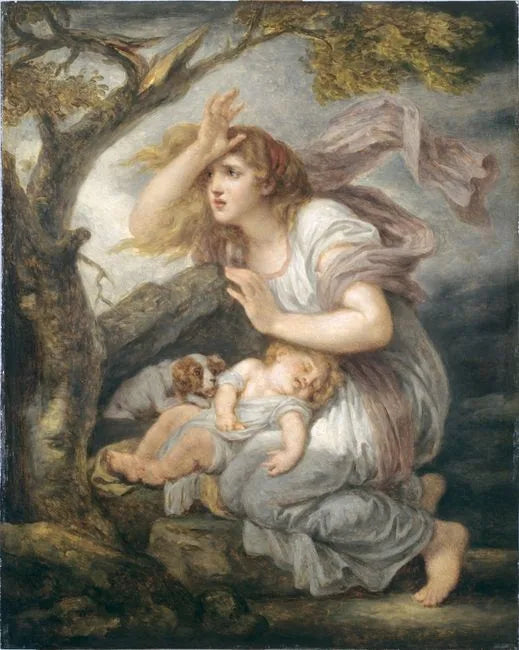 Ung kvinna rädd för åskväder - Jean-Baptiste Greuze