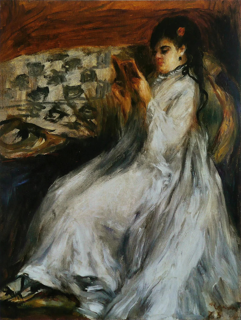 Ung kvinna i vitt som läser - Pierre-Auguste Renoir