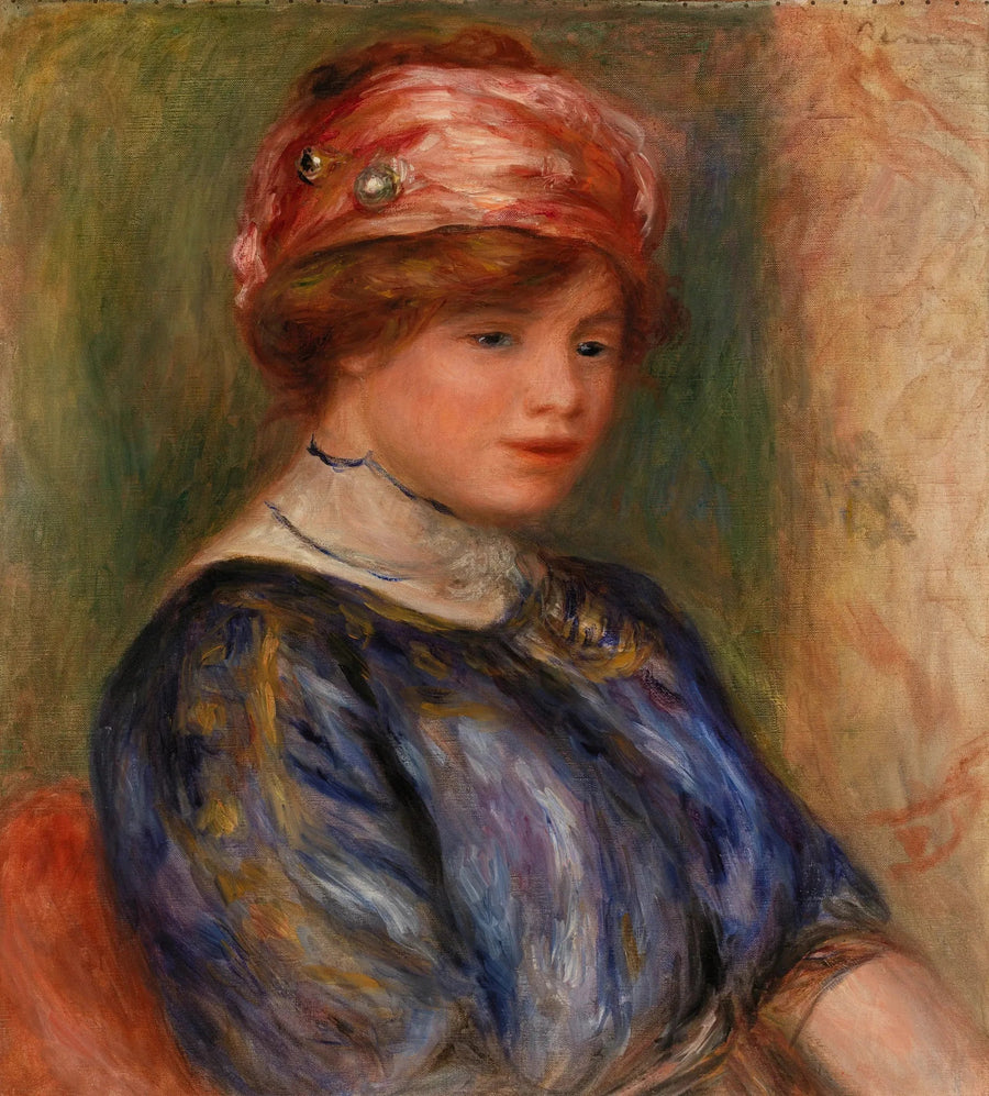 Ung kvinna i blått, byst (Ung kvinna i blått korselett, byst) - Pierre-Auguste Renoir