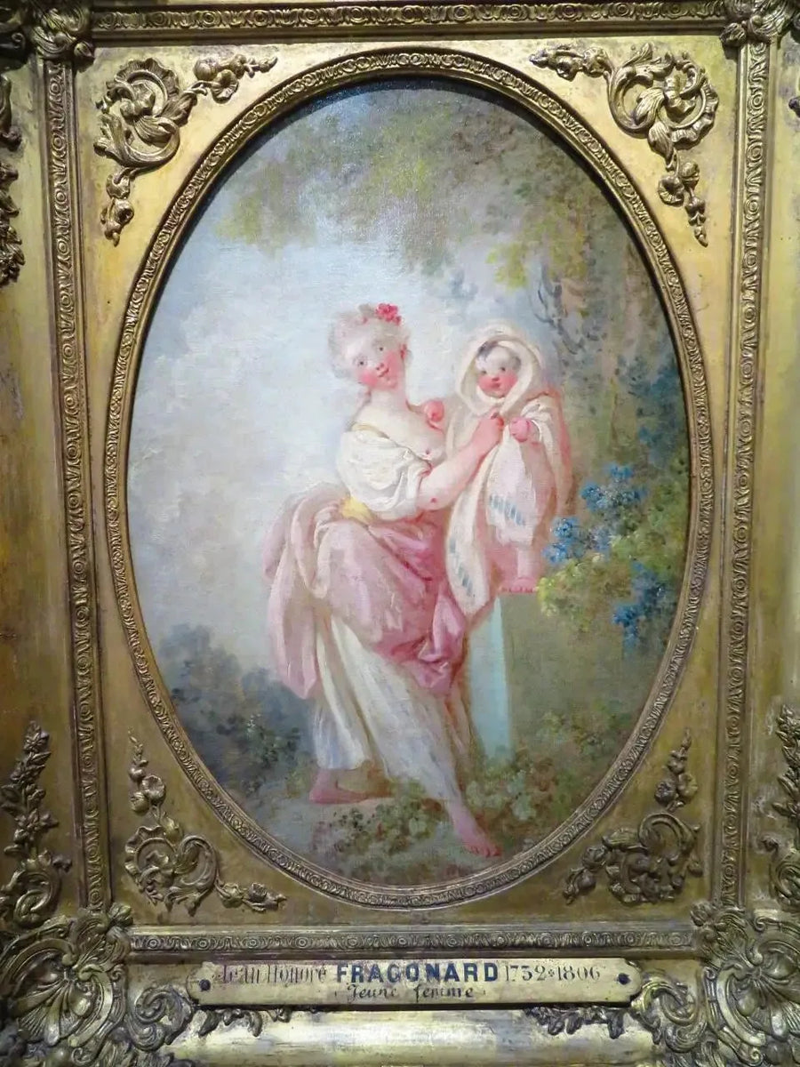 Ung kvinna som leker med ett barn - Jean-Honoré Fragonard